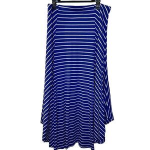 Chicos 2 Skirt Women size 12 14 pull on maxi blue white FLAW-tearing at the seam